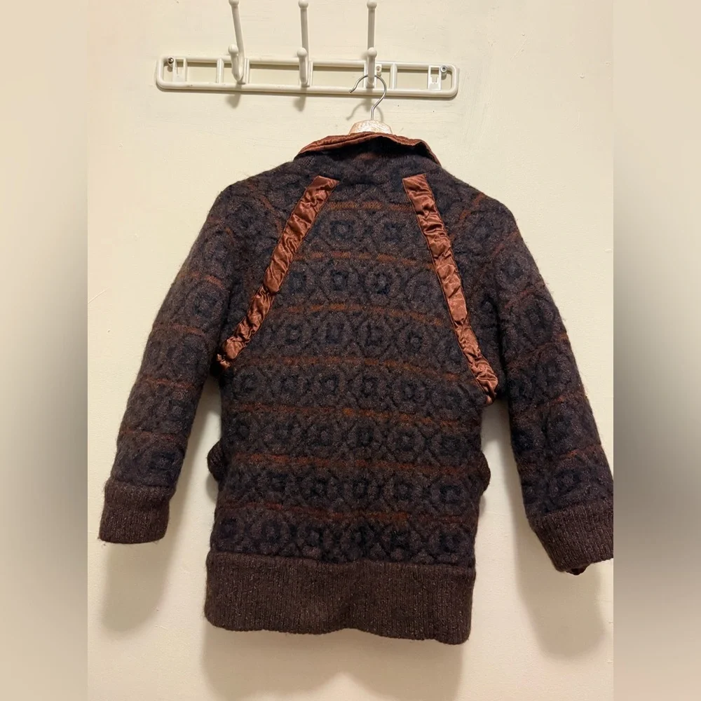 Escada Vintage Brown Knit Mohair Wool Ribbed Hem Cardigan Made In Germany Sz 40
